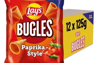 Lay's Bugles Paprika-Style XL 125g Snack-Tüte und gelbe 12er-Mehrfachverpackung