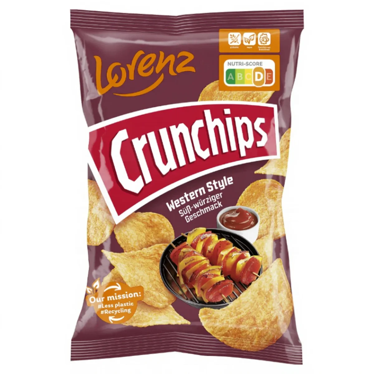 3x Lorenz Crunchips Western Style BBQ Kartoffelchips