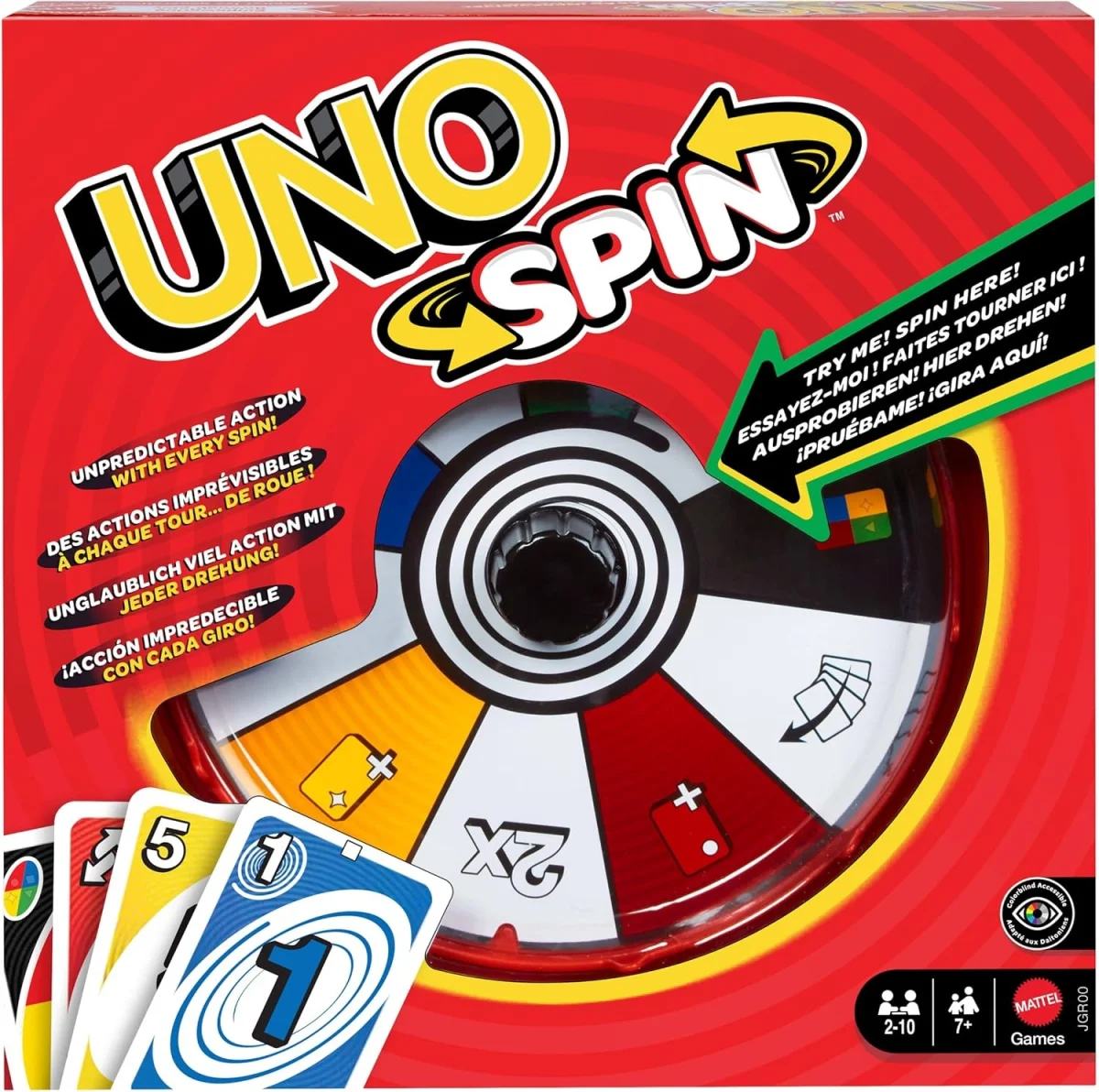 Mattel Games UNO Spin-Kartenspiel ab 7 Jahren 2-10 Spieler