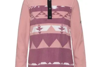 Rosa McKINLEY Damen Fleecejacke Elian mit geometrischem Muster und schwarzer Knopfleiste