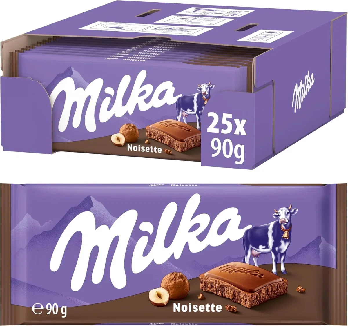 Milka Noisette Alpenmilch Schokoladenriegel (25er-Pack) (90g)