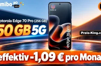 Motorola Edge 70 Pro Smartphone mit 50 GB 5G Tarif-Angebot und Gomibo-Logo