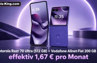 Motorola Razr 70 Ultra in Blau mit Vodafone Flat-Angebot und Preisangabe