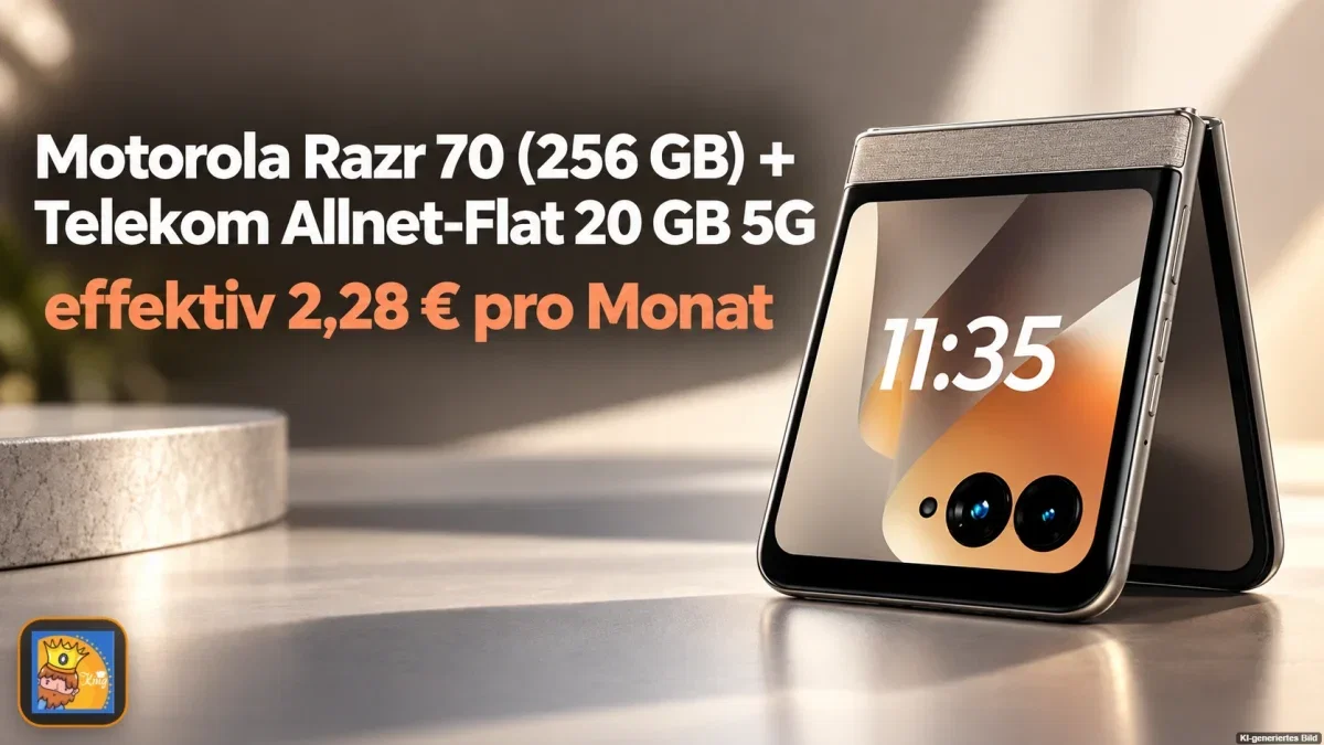 Gomibo: Motorola Razr 70 (256 GB) + Telekom Allnet-Flat 20 GB 5G für 31,99 € / Monat + 5,95 € einmalig
