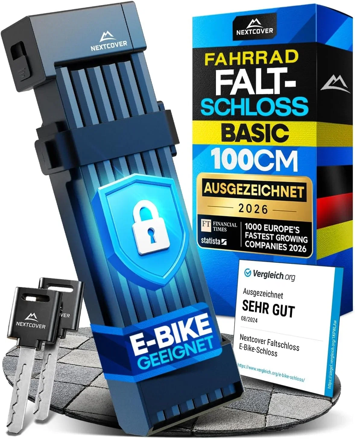 NEXTCOVER Fahrrad-Faltschloss mit SteelSecure-Technologie
