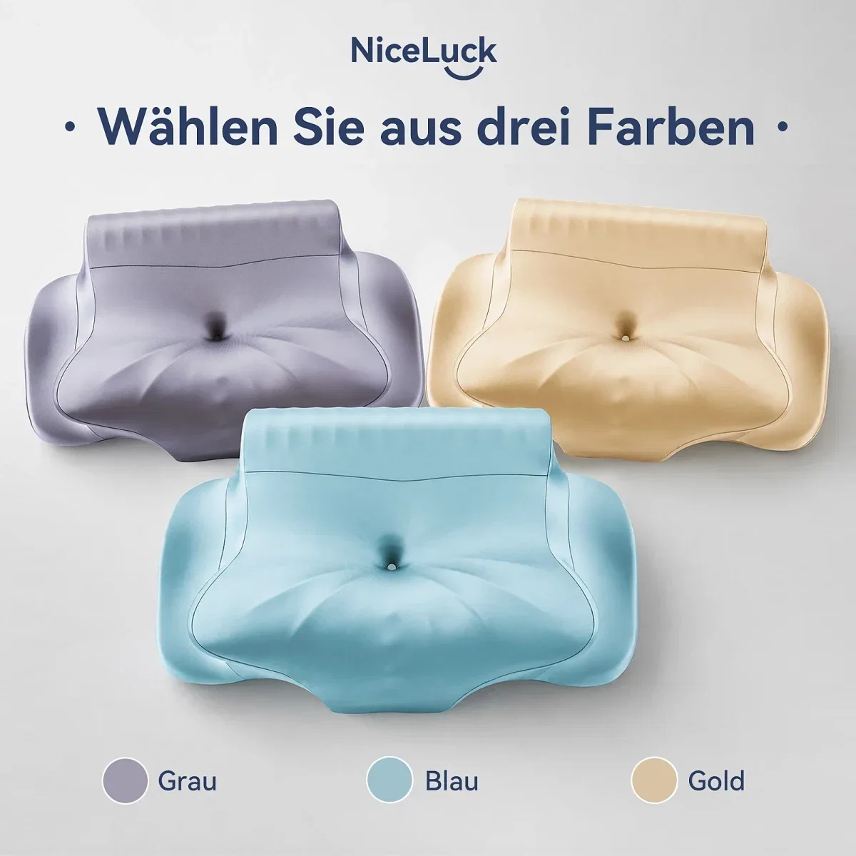 NICELUCK Nackenstützkissen Memory Foam Butterfly-Kissen 2 Höhen 62x35 cm