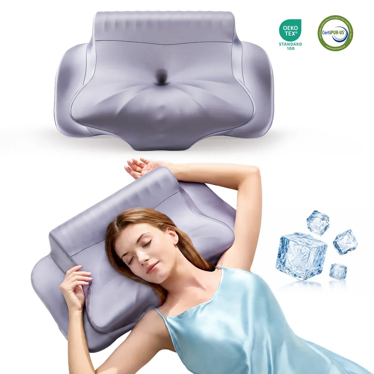 NICELUCK Kopfkissen Nackenstützkissen Memory Foam Butterfly-Kissen 2 Höhen 62×35 cm (3 Farben)