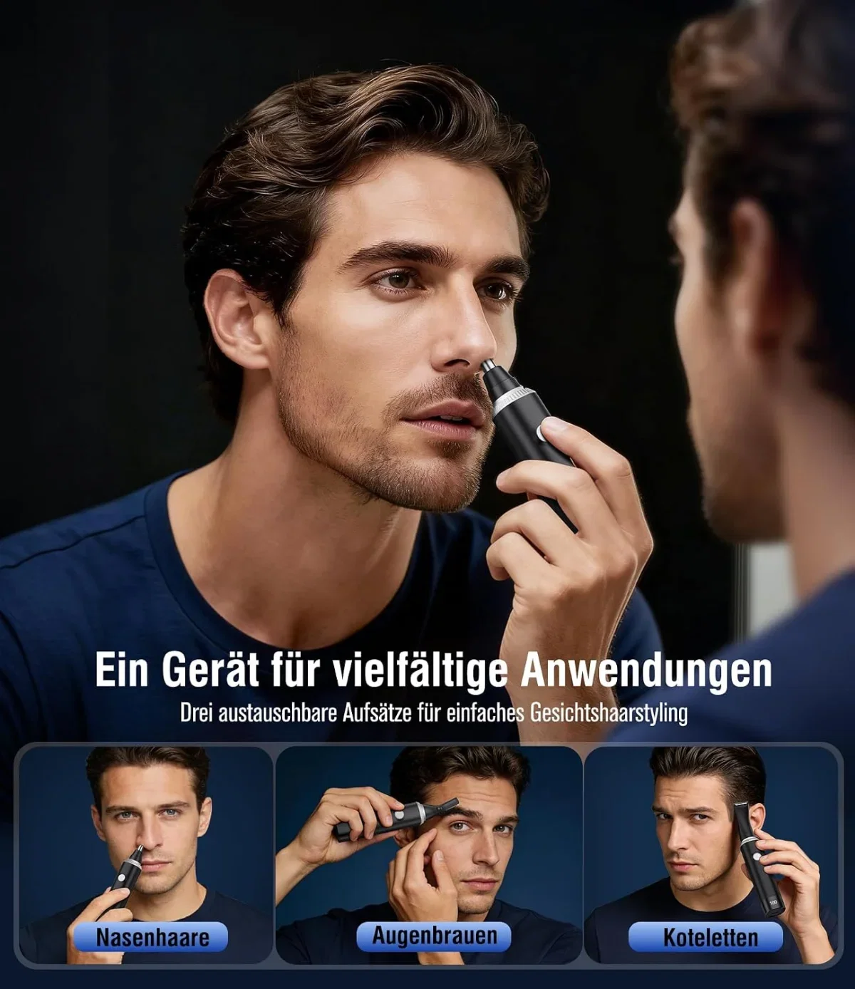 JEETIG 3-in1- Herren Ohren-, Nasen- & Haarschneider