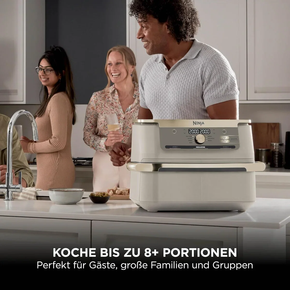 Ninja Foodi FlexDrawer Heißluftfritteuse AF500EUSD (Dual Zone Stone Gold)