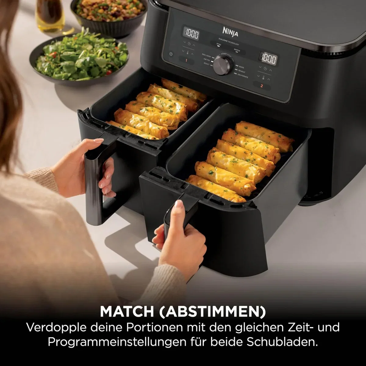 Ninja Heißluftfritteuse MAX Dual Zone 2 Schubladen 6-in-1 DZ400EUBK (9.5l)