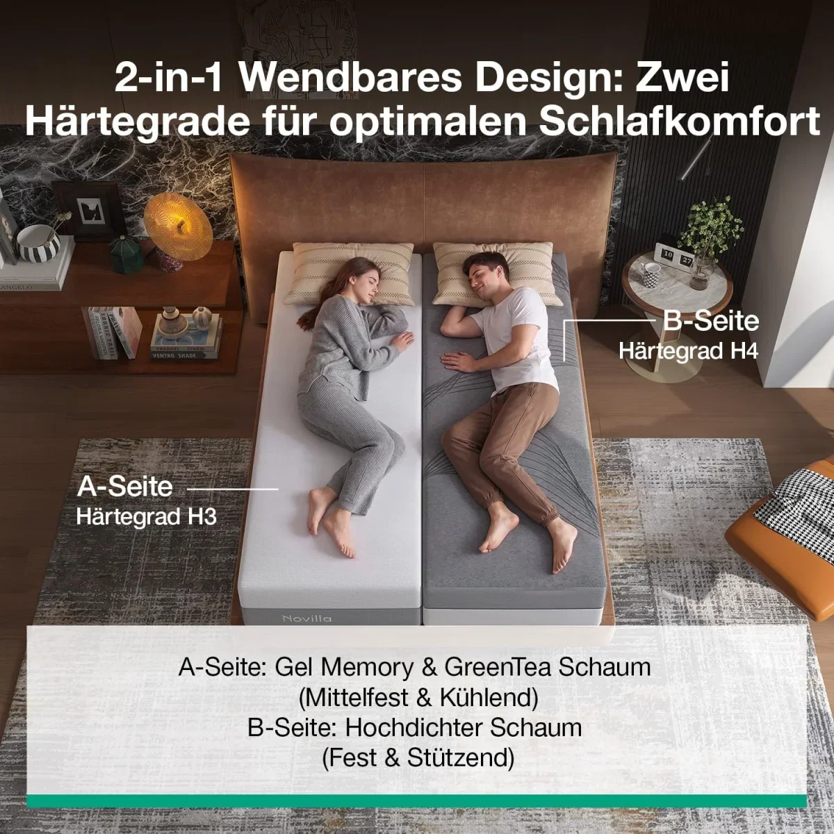 Novilla Matratze mit Gel-Memory-Schaum H3 & H4