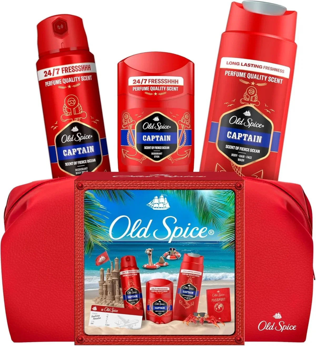 Old Spice Reisetasche Geschenkset mit Captain Deostick und Duschgel