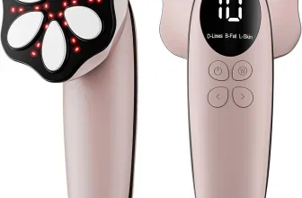 Rosa Massagegerät mit Blütenkopf, roten LEDs und Display mit der Zahl 10