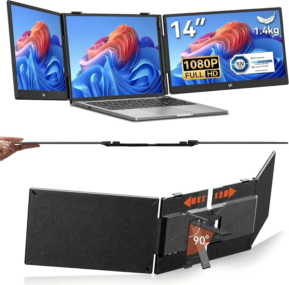 PORTAMAX PX5 Pro Laptop Bildschirm Erweiterung 2×14 Zoll