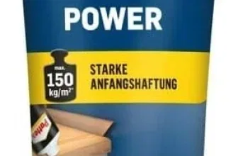 Pattex Montagekleber Power in der 250g-Tube mit Henkel-Logo und Anwendungsbildern
