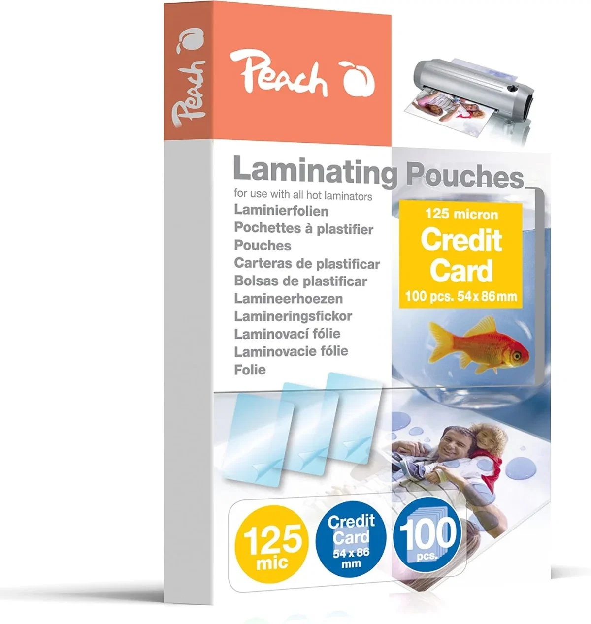 Peach Laminierfolien Kreditkarte (100 Stück 8,6L x 5,4H cm)
