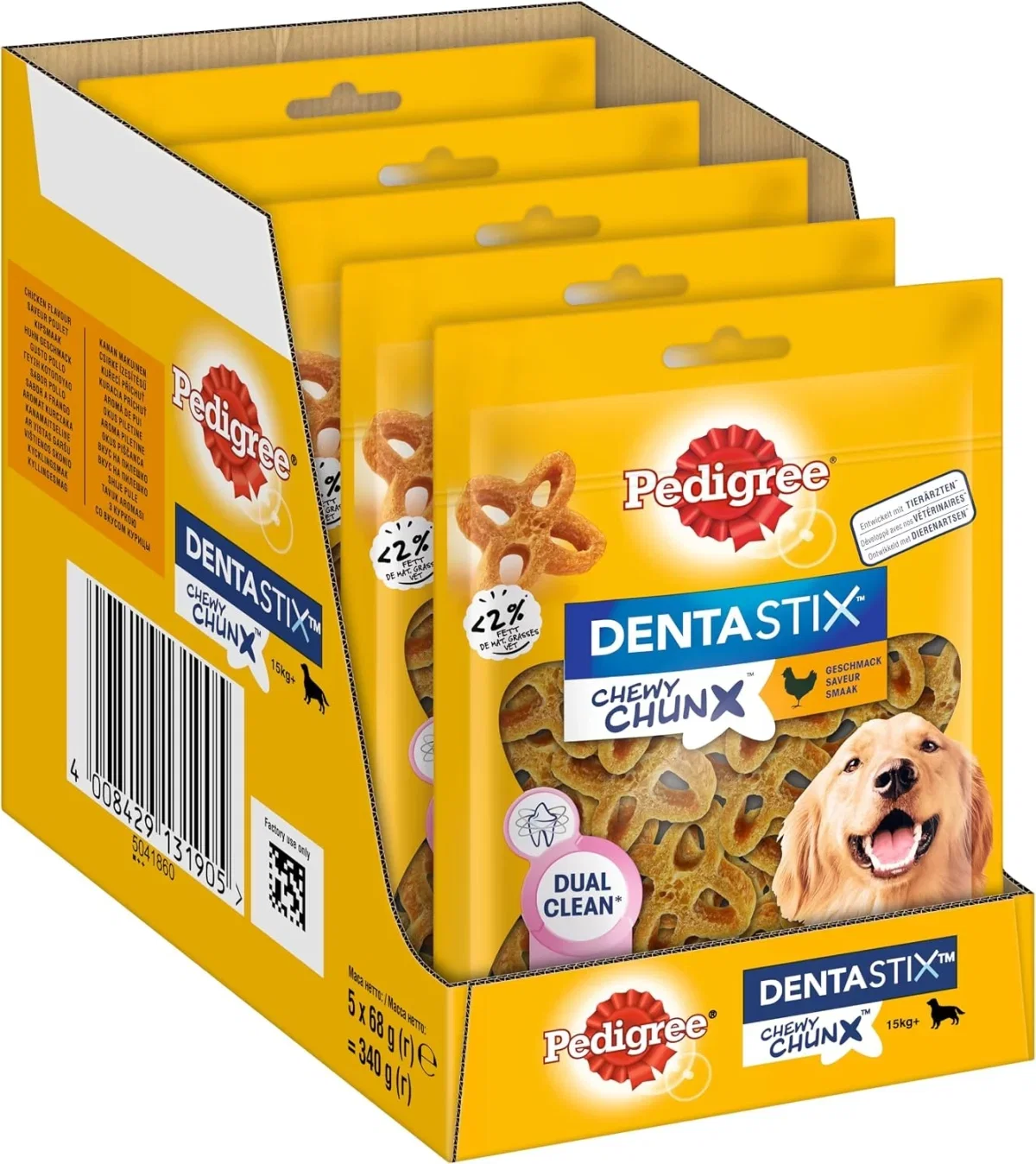 Pedigree Dentastix Chewy Chunx Zahnpflegesnacks für große Hunde (5x68g)