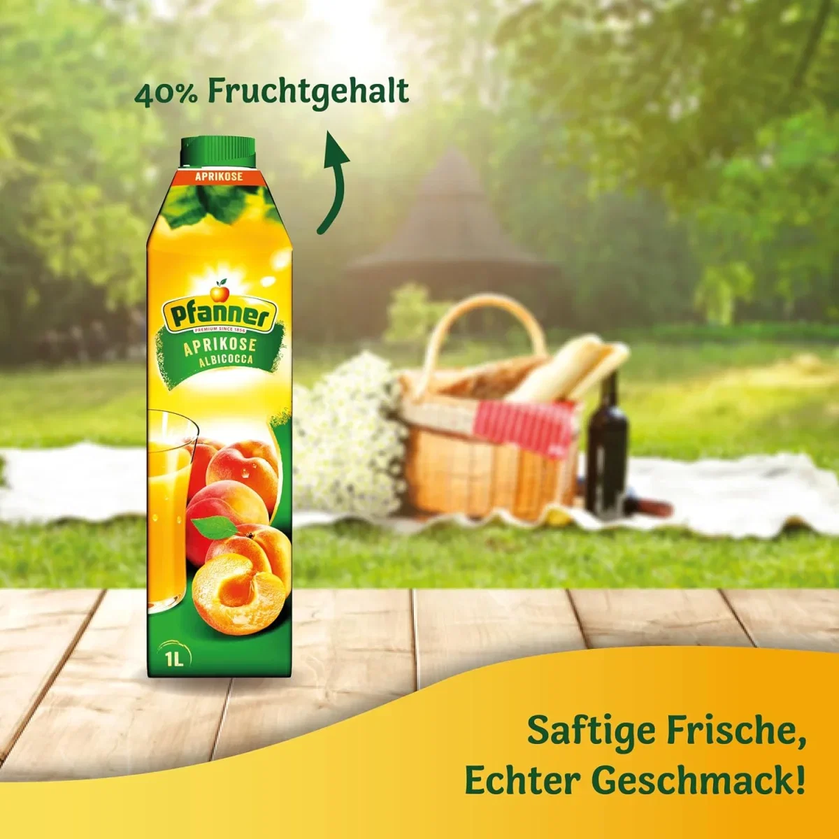 Aprikosennektar von Pfanner im 8er-Pack mit jeweils einem Liter Inhalt