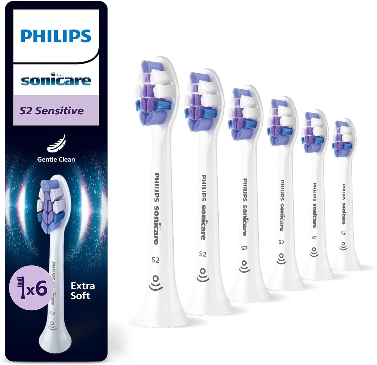 Philips Sonicare S2 Sensitive Original Ersatzbürstenköpfe Weiß 6er-Pack HX6056/87