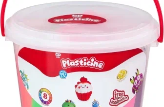 Plasticine Eimer-Set mit 8 großen Knetstangen, Modellierwerkzeug und Anleitung