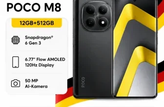 Poco M8 5G Smartphone mit Spezifikationen, Display und Kamera-Details