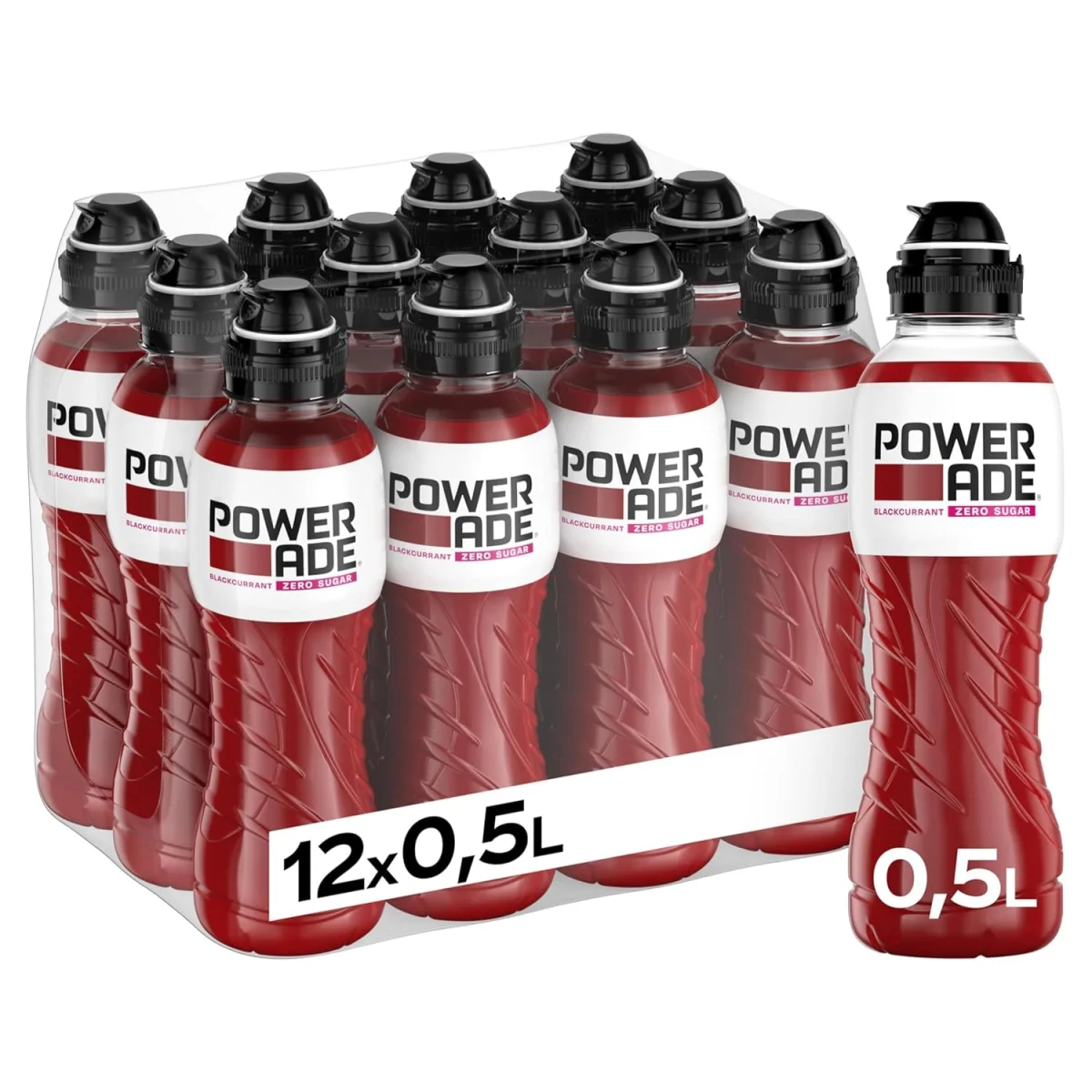 4x Powerade Zero Black currant 12er Pack (12x500ml kalorien- und zuckerfreier Sportdrink)