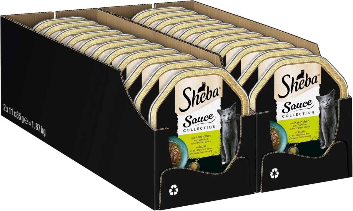 SHEBA Schale Nassfutter für Katzen Sauce Collection mit Kaninchen und Gemüse (22x85g)