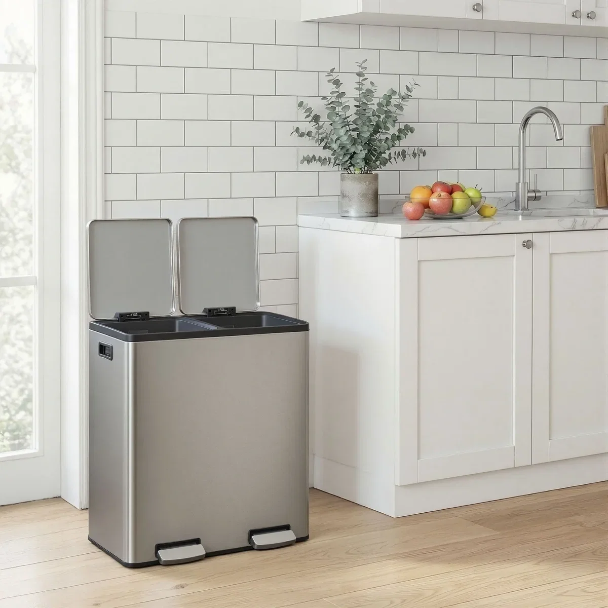 [EXKLUSIV] Songmics Tretmülleimer 2 Fächer mit Softclose-Deckel (2 X 30 l)