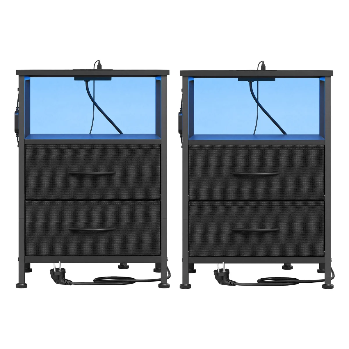 [EXKLUSIV] SONGMICS Nachttisch mit LED-Beleuchtung und Ladestation 2er Set (39.6x30x60.4cm)
