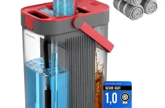 Songmics Wischmopp-Set mit Eimer, vier grauen Bezügen und Testurteil Sehr Gut 1,0