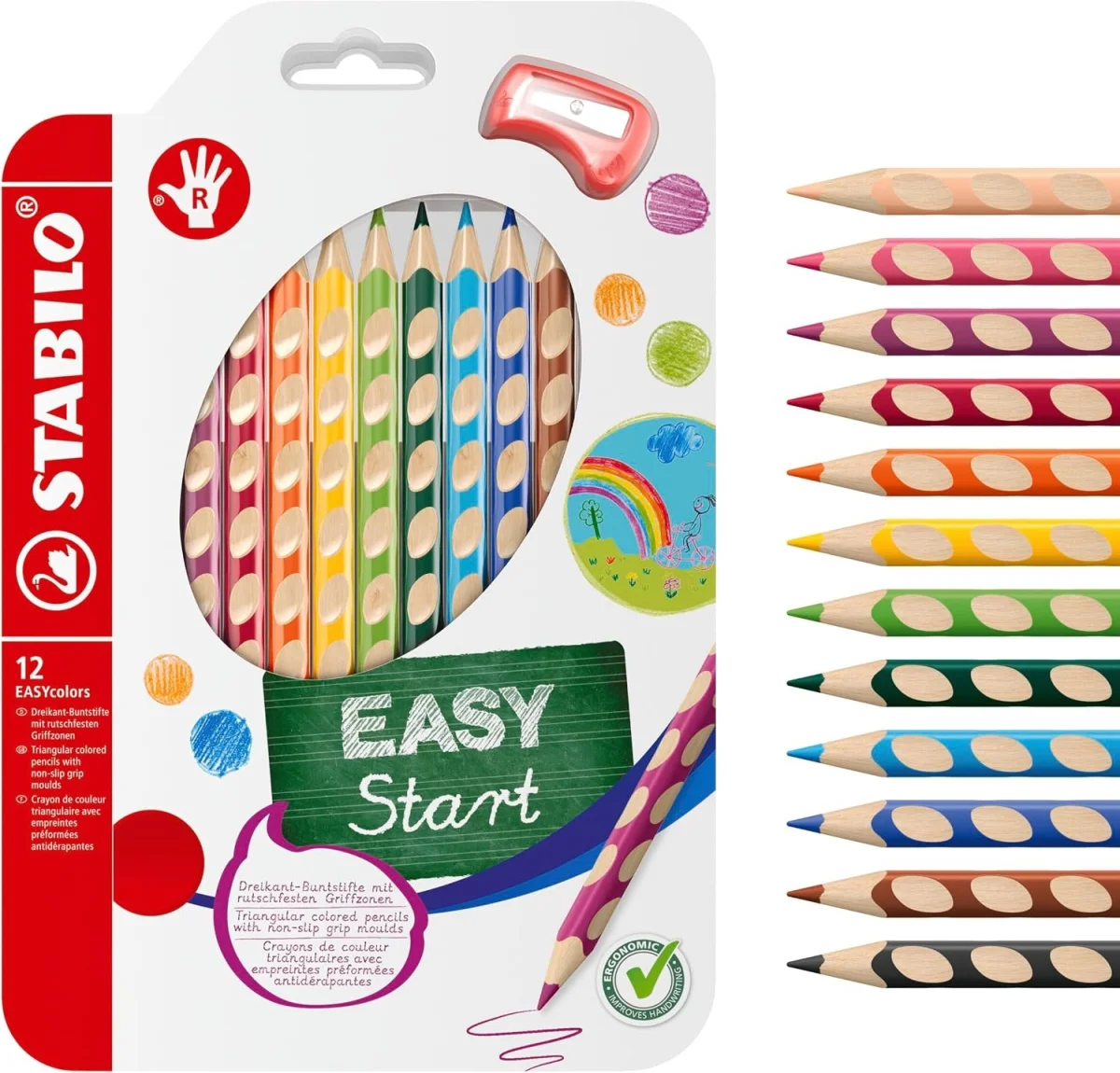 STABILO Easycolors 12 Buntstifte + Spitzer