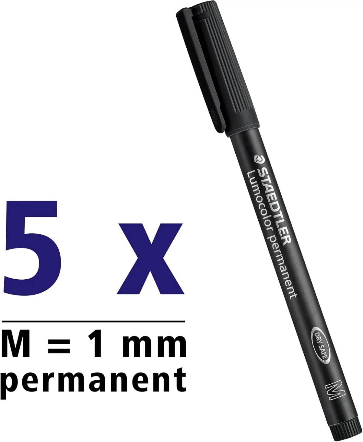 5 Stück STAEDTLER Lumocolor 317 Permanent Universalstift (Schwarz M)
