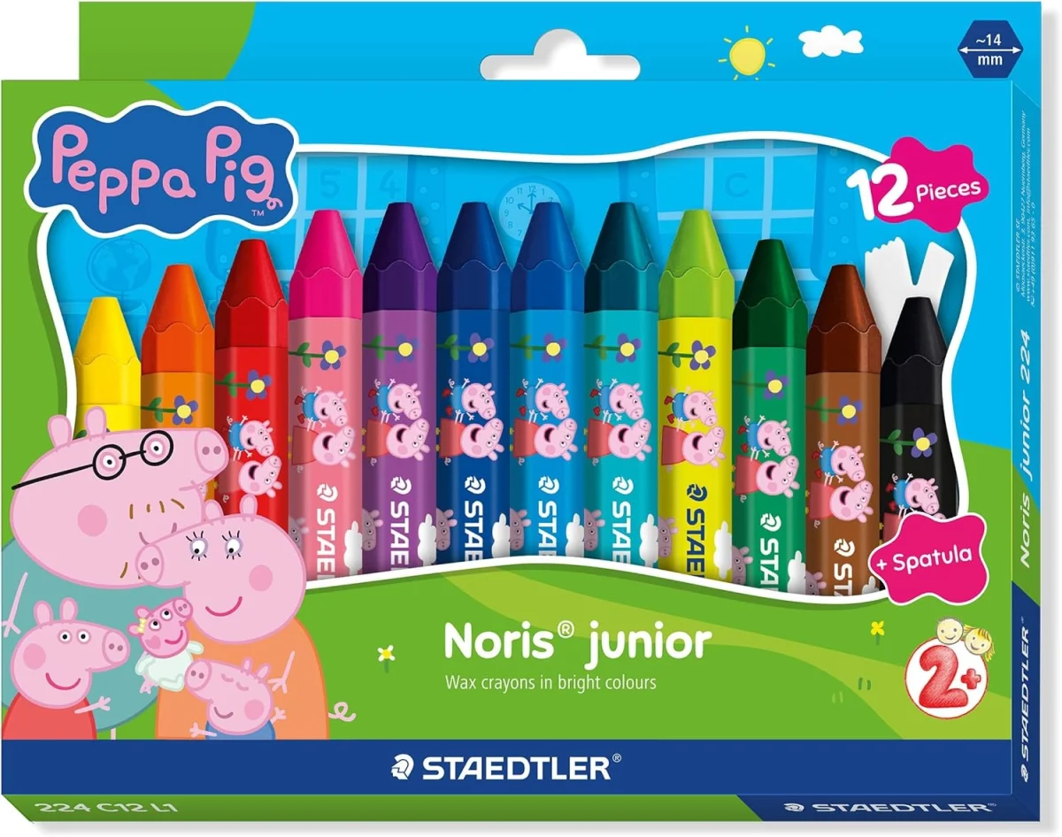 STAEDTLER Noris junior Wachsmalstifte Peppa Wutz (12er Set)