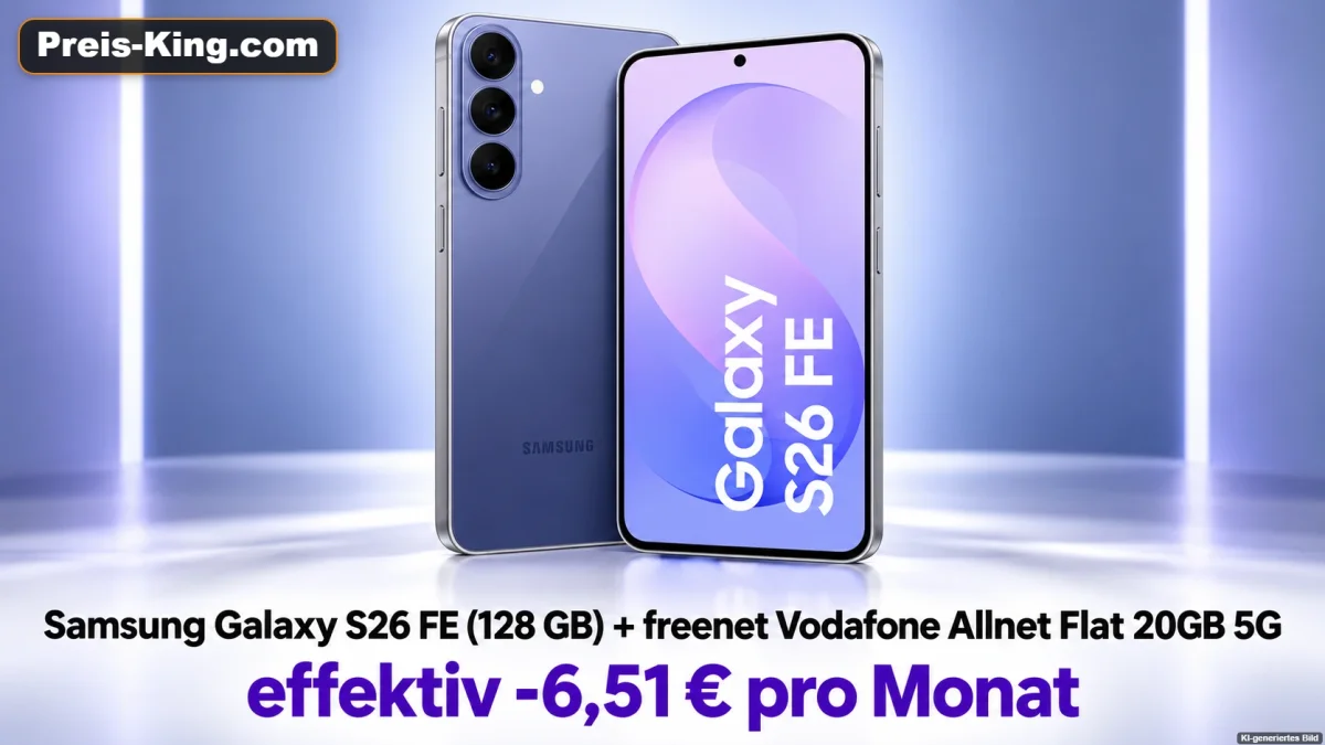 MediaMarkt Tarifwelt: Samsung Galaxy S26 FE (128 GB) + freenet Vodafone Allnet Flat 20GB 5G für 14,99 € / Monat + 94,94 € einmalig