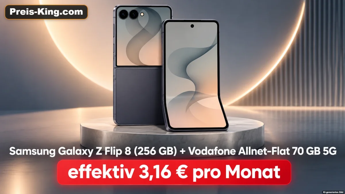 Gomibo: Samsung Galaxy Z Flip 8 (256 GB) + Vodafone Allnet-Flat 70 GB 5G für 34,99 € / Monat + 83,95 € einmalig