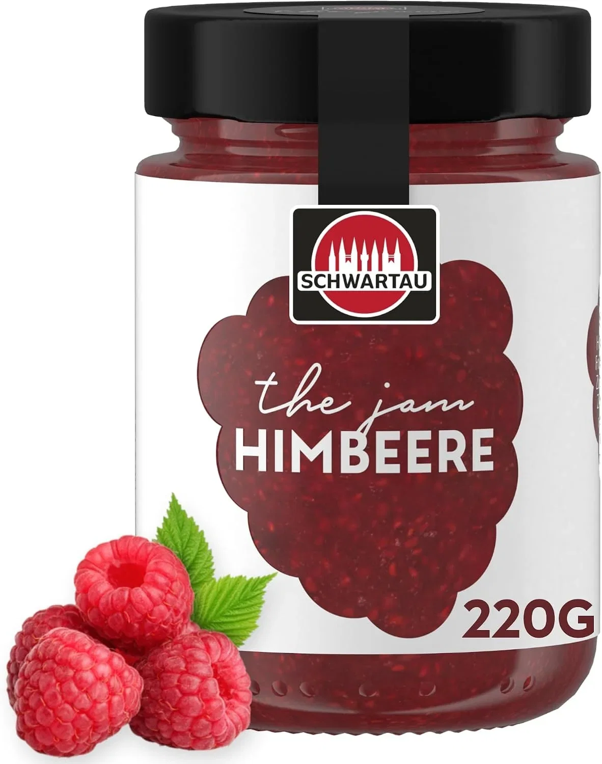 Schwartau The Jam Himbeere Premium Konfitüre mit 60% Fruchtanteil (220g)