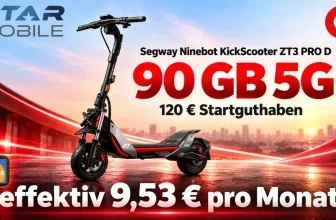 Star Mobile Werbeanzeige mit Segway Ninebot KickScooter ZT3 PRO D, 90 GB 5G und 120 Euro Startguthaben.