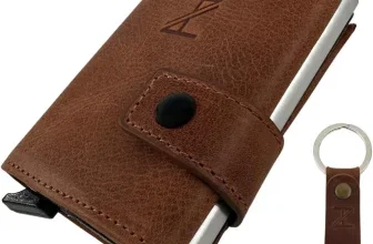 Braune Herren-Geldbörse aus Leder mit Münzfach, RFID-Schutz und Schlüsselanhänger