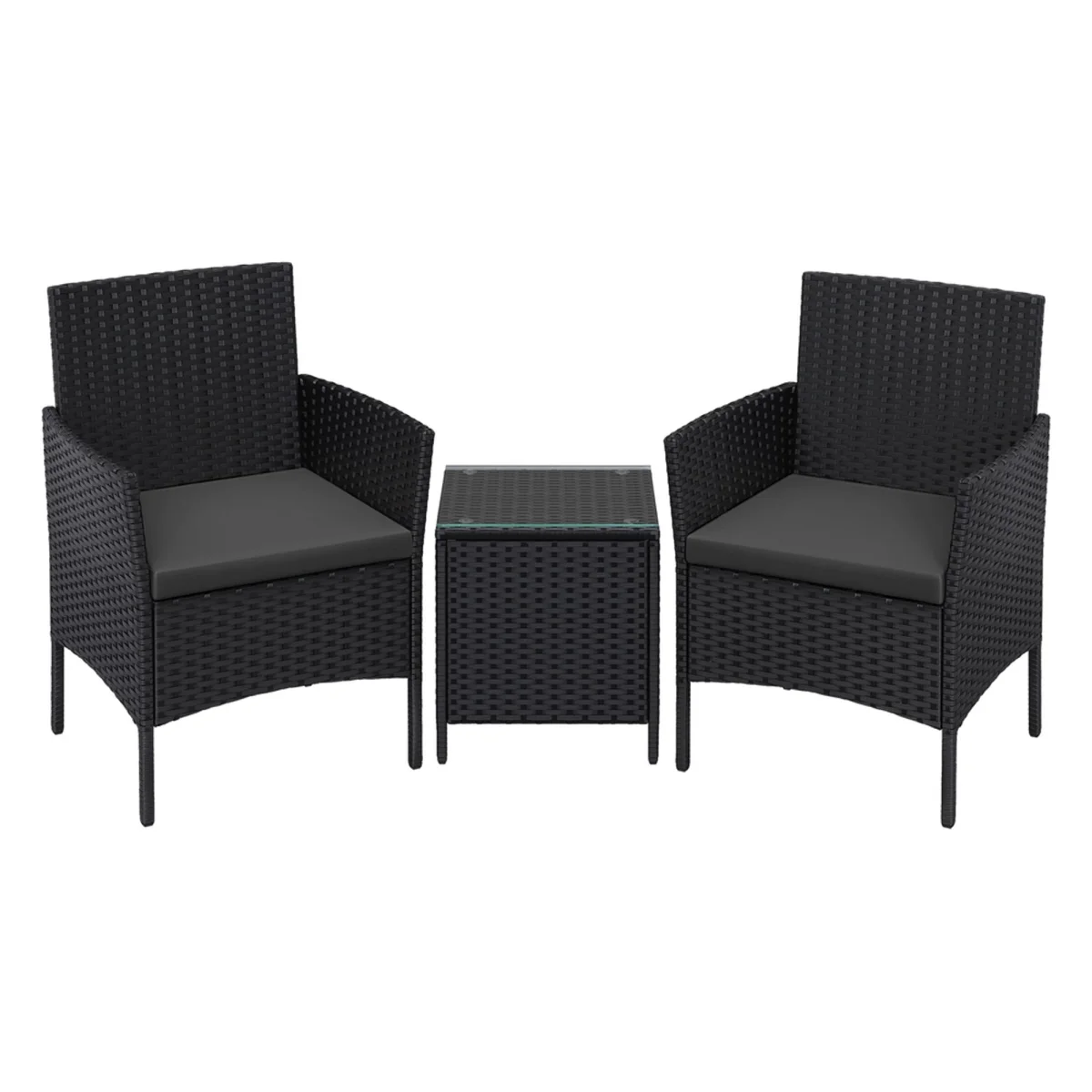 Songmics Gartenmöbel-Set aus Pe-Polyrattan Schwarz-Grau