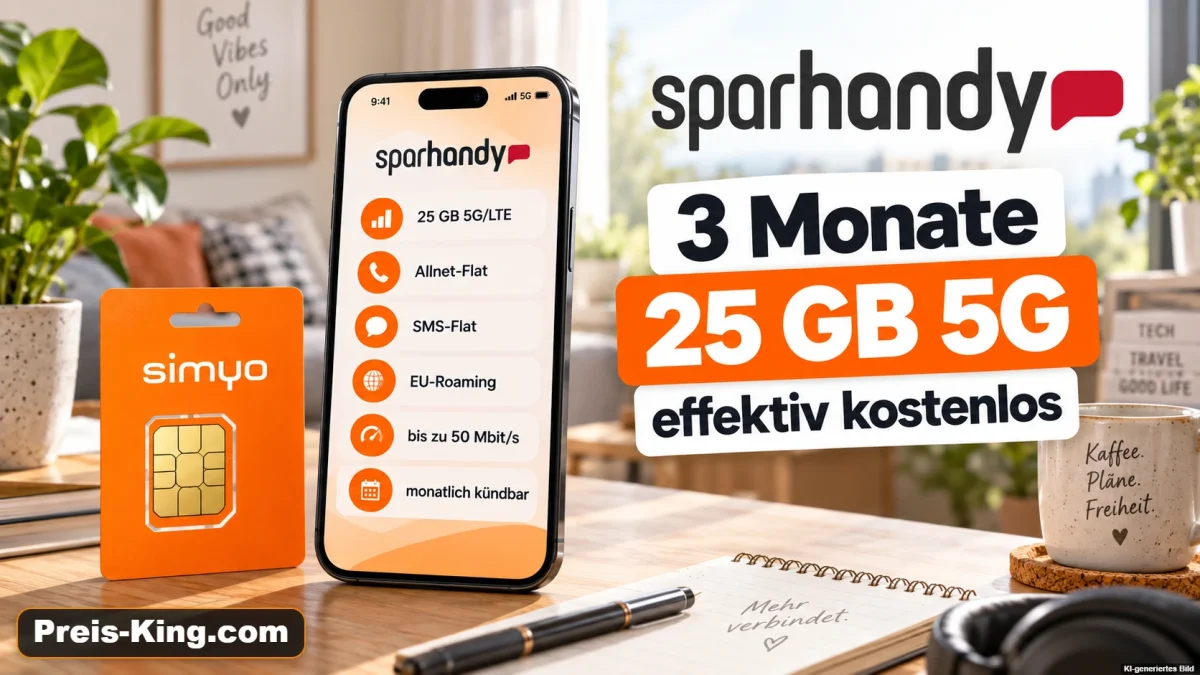Sparhandy: 3 Monate 25 GB 5G effektiv kostenlos