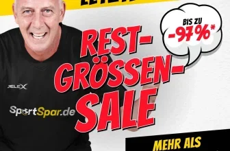 SportSpar Restgrößen Sale: Lächelnder Mann, bis zu 97 % Rabatt, über 1000 Artikel