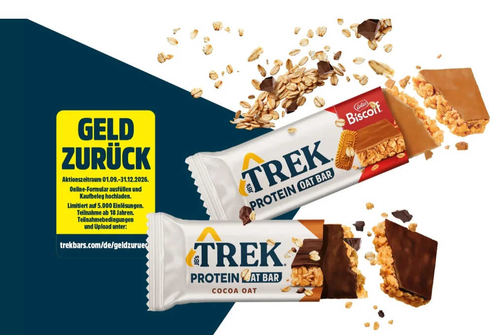 TREK Protein Oat Bars gratis testen – bis zu 3,99 € Cashback