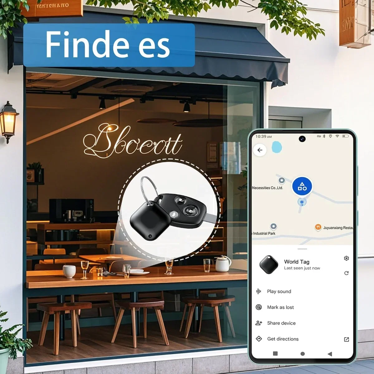 Kompakter Android Bluetooth-Tracker für Schlüssel und Gepäck