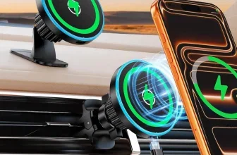 URIACG Handyhalterung mit grüner LED-Ringbeleuchtung und Ladekabel am Auto-Lüftungsgitter