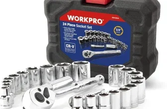 WORKPRO 24-teiliger Steckschlüsselsatz mit Umschaltknarre und schwarzem Koffer