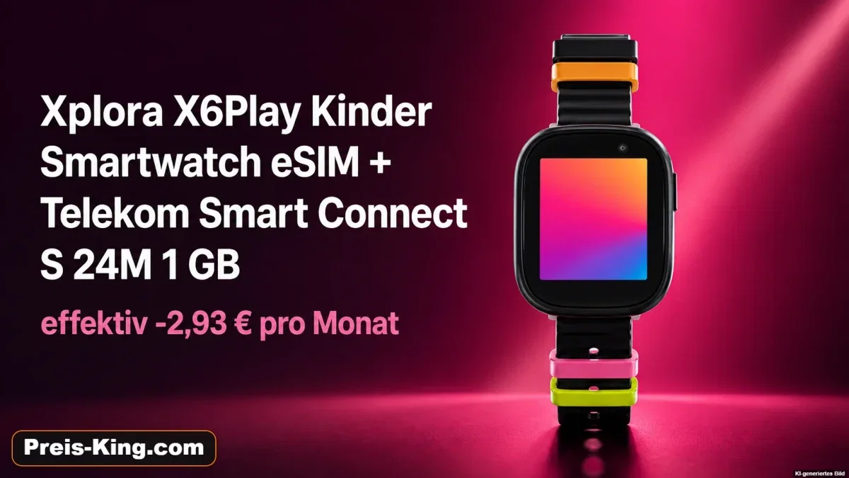 starmobile: Xplora X6Play Kinder Smartwatch eSIM + Telekom Smart Connect S 24M 1 GB für 4,95 € / Monat + 24,90 € einmalig