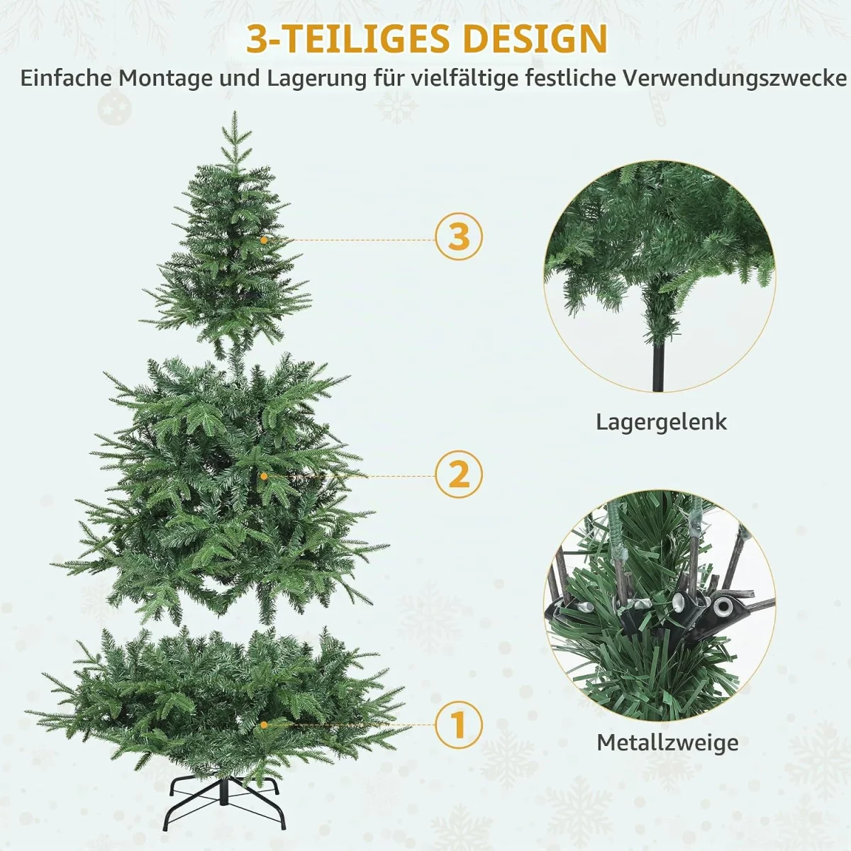 Künstlicher YITAHOME Tannenbaum mit Klappsystem und stabilem Metallständer