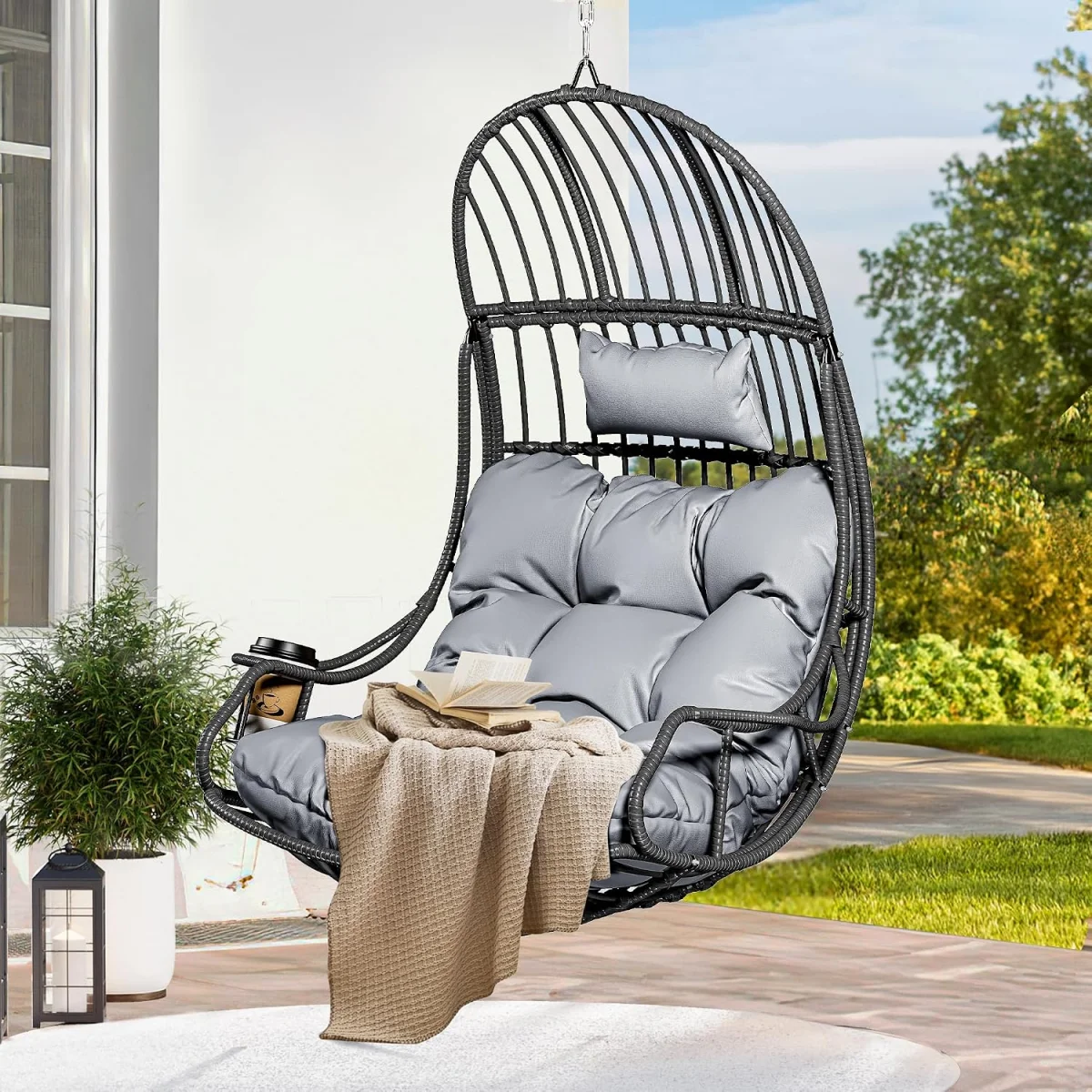YITAHOME Hängesessel  mit Kissen & Getränkehalter (bis 150kg)