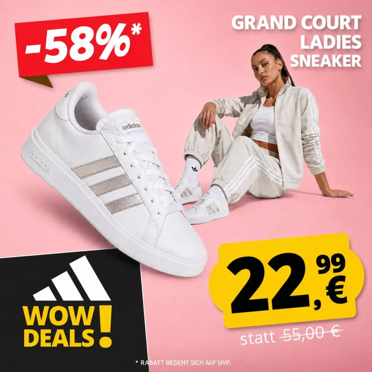adidas Grand Court Base 2.0 Damen Sneaker GW9263 (Gr. 36 2/3 bis 40)