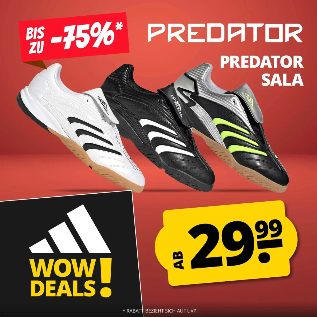 adidas Predator Sala Herren Hallenschuhe (3 Farben, Gr. 35,5 bis 47 1/3)